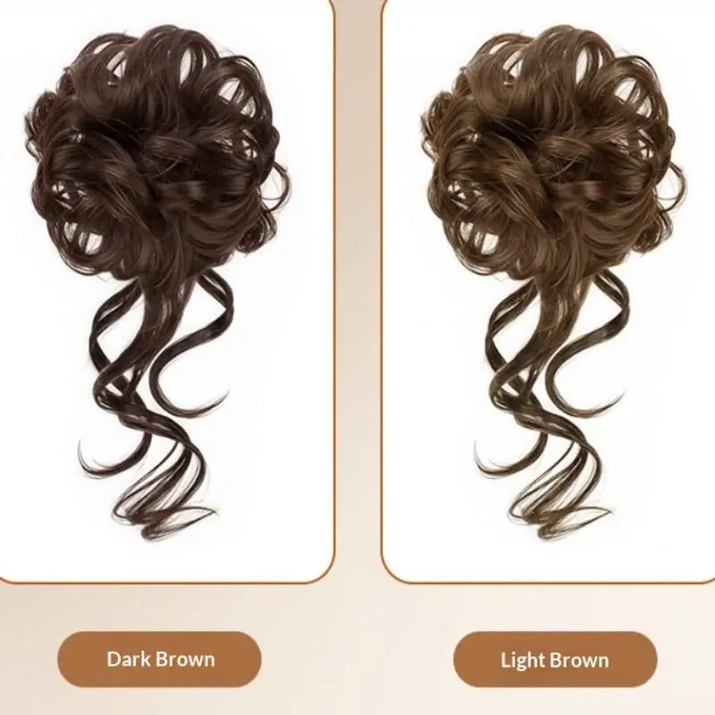 Messy Bun Hair Piece Tousled Updo With Tendrils Hair Bun Extensions Wavy Curly Hair For Women