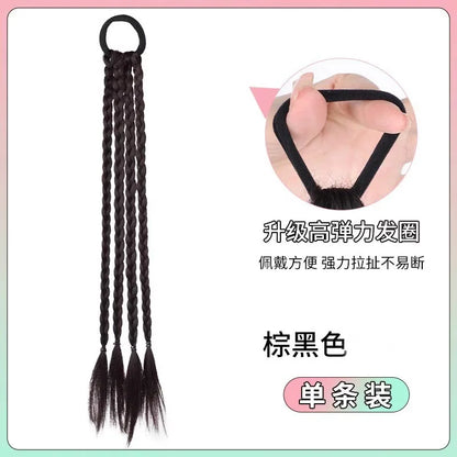 Children's boxing braids, wigs, headband, internet famous hot girls tie their hair, braids, rubber bands, girls' long hair, dirt