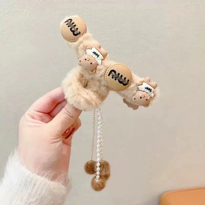 Hair Claw Headwear Women Fashion Faux Fur Hair Clip Acrylic Large Hair Claw Korea For Girl Winter Crab Barrette Hair Accessories