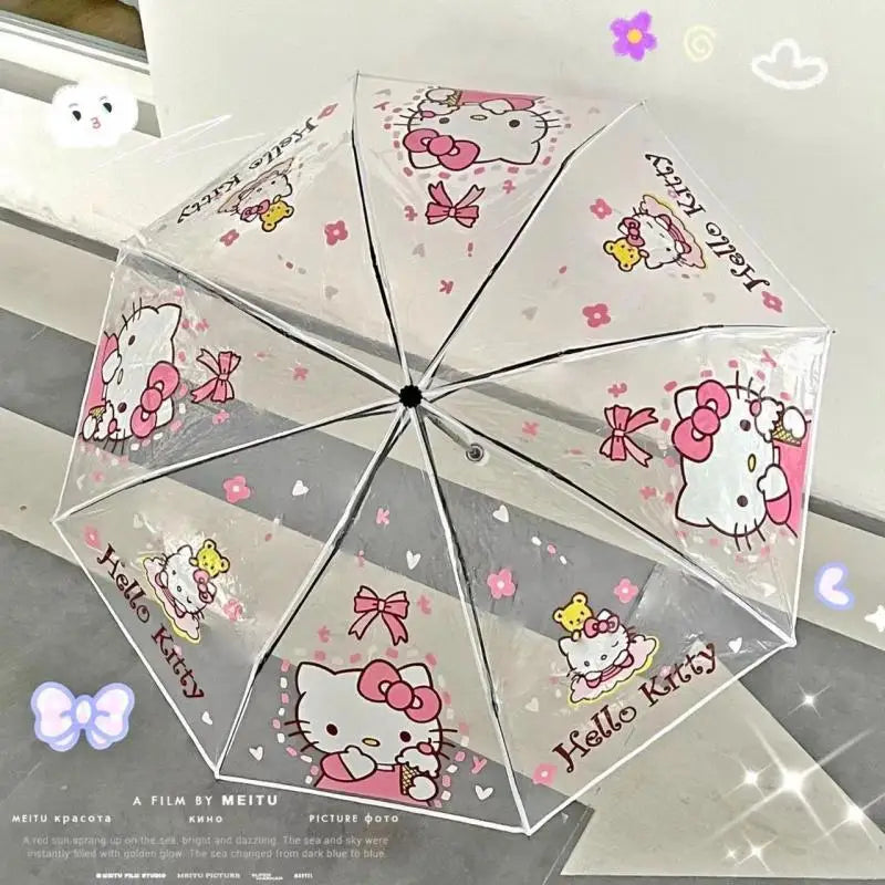 Sanrio Kuromi Folding Umbrella Cinnamoroll Printed Windproof Kawaii Mini Storage Girl Gift Rainy Outing Portable Lightweight Y2K