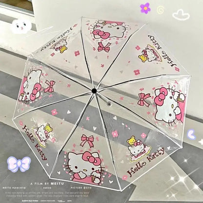 Sanrio Kuromi Folding Umbrella Cinnamoroll Printed Windproof Kawaii Mini Storage Girl Gift Rainy Outing Portable Lightweight Y2K