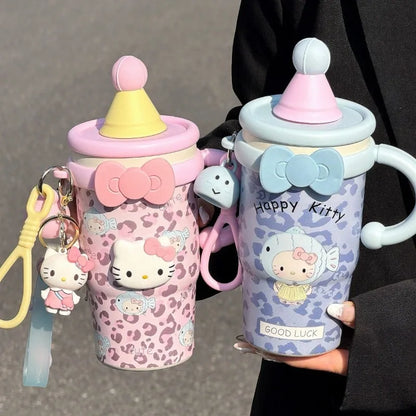Hello Kitty Stainless Steel Water Bottle Vacuum Insulated Thermal Flask Keep Hot & Cold Kawaii Cartoon Portable for Women Girls