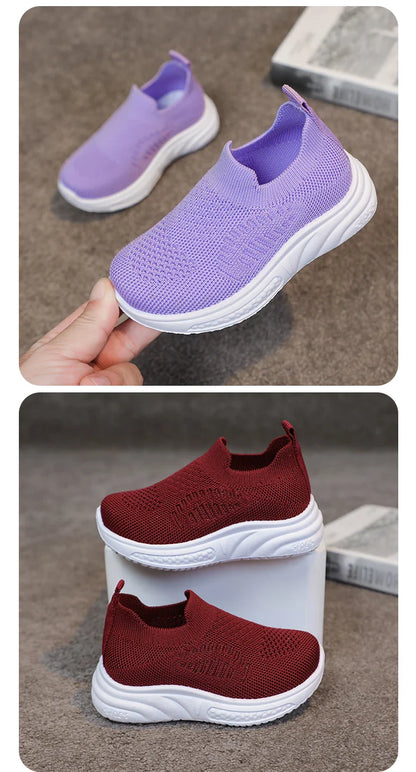 Lightweight Boys Girls Casual Shoes Breathable Slip on Kids Casual Sneakers Anti-slip Toddler Flats Outdoor Walking Shoes