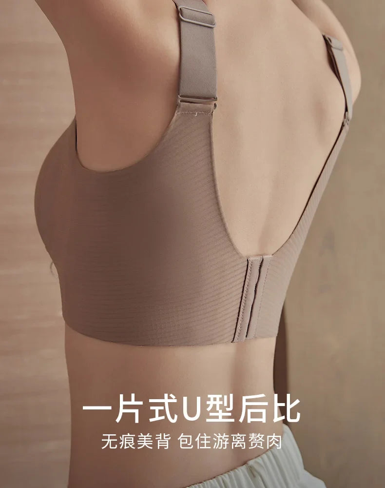 Women's Seamless Underwear Thin with Removable Pads Comfortable Wireless Adjustable Bra Tops Pull-up Anti-sagging Bra