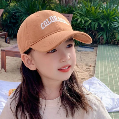 Fashion Letter Children Baseball Hat Solid Cotton Kids Duck Tongue Cap