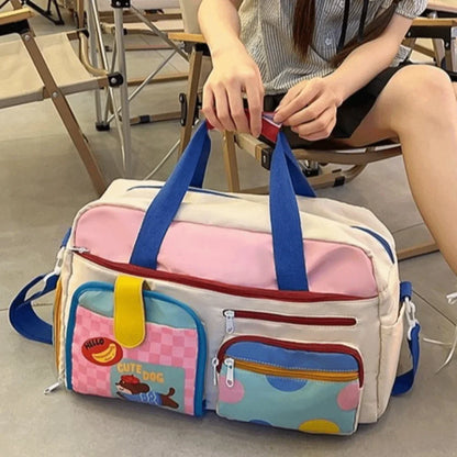 Large Capacity Dopamine Travel Bag Multiple Pockets Dedicated Shoe Compartment Travel Duffle Bag Colorful Water-resistant