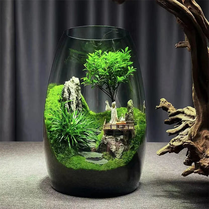 Artificial Micro Scene Glass Bottle Landscaping Glass Vases Fresh Green Succulent Moss Bottle Fish Tank Home Desktop Decor