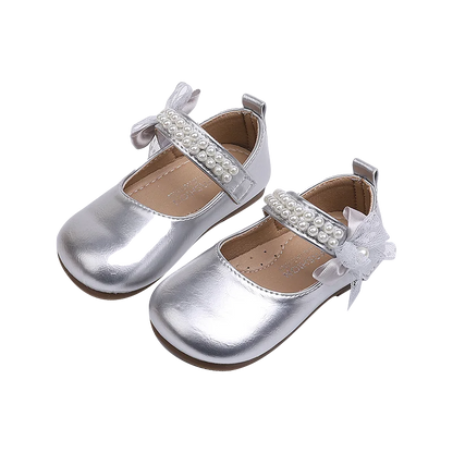 New Spring Autumn Kids Leather Shoes Side Bowknot Little Girls Dress Flat Shoes Elegant Children Princess Ballet Shoes for Party