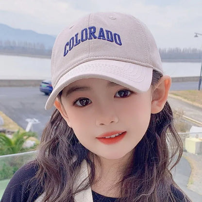 Fashion Letter Children Baseball Hat Solid Cotton Kids Duck Tongue Cap