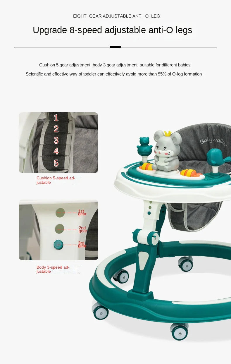 Lazychild Baby Walker 8-gear Adjustable Multi-function Anti-O-leg Anti-rollover Folding Baby Starting Car 5-18 Months Hot New