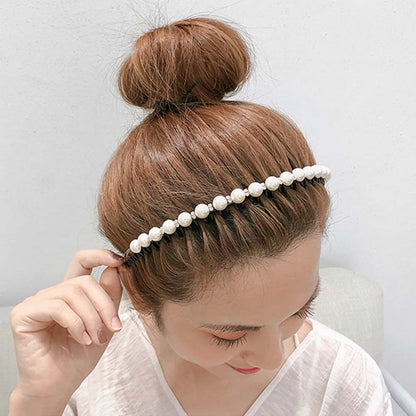 Wild Girls  Non-slip Rhinestone Toothed Pearl Headband Hair Band Hair Accessories Wash Face Hair Hoop