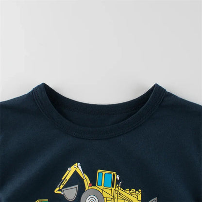 Jumping Meters Hot Selling Boys Girls Summer Baby T Shirts Short Sleeve Cartoon Cars  Toddler Tees Tops Boys Girls Clothing