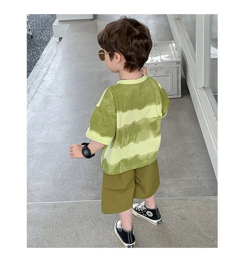 Boys Summer Clothes Set Camouflage Short Sleeve T-shirt + Cargo Shorts 2PCS Kids Casual Streetwear Outfit Two-piece set