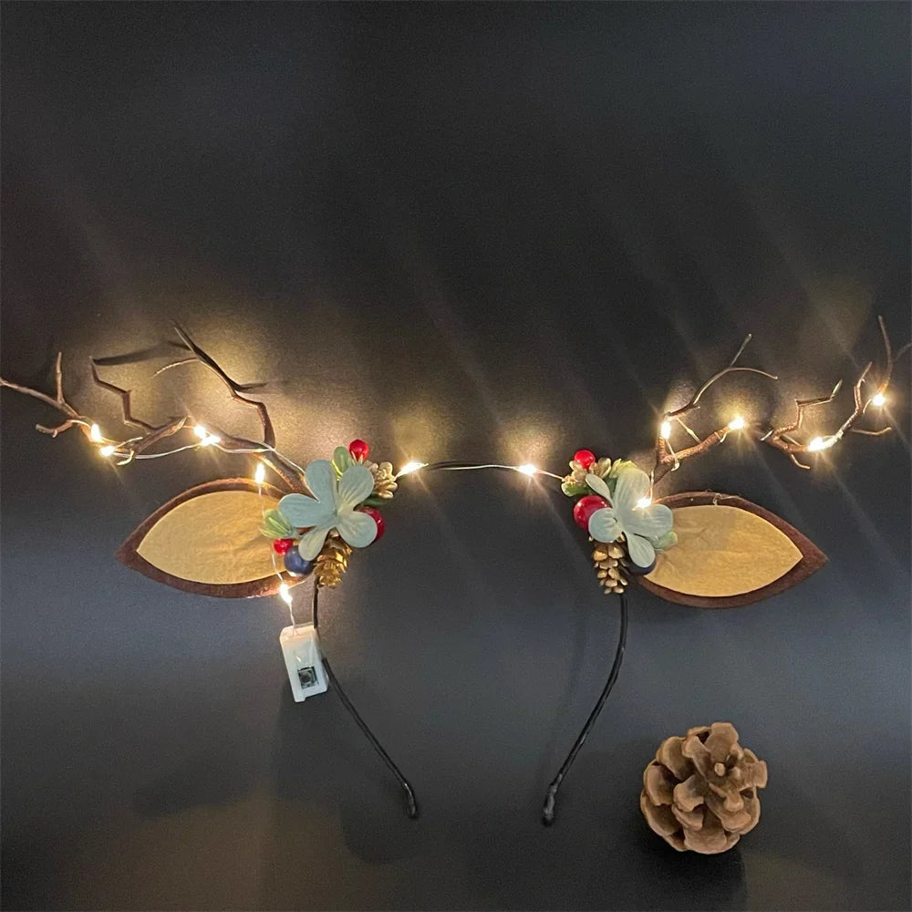 Christmas LED Light Antler Headband Cute  Christmas Party Atmosphere Decoration