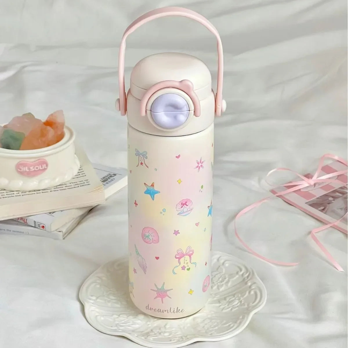 Bouncing Thermos Bottle 316 Food Grade Student Water Cup Portable New Product for Girls Anti Drop Cup As A Souvenir