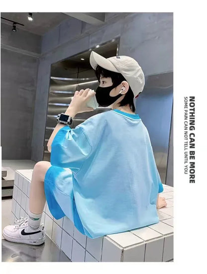 Boys Summer Suits Loose and casual Clothes Fashion Short Sleeves Shirt Shorts Outfits Children Top+Pants Sets 2pcs 4-18T