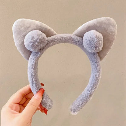Hair Band Female Wash Face Cat Ears Headband Net Red Simple Cute Girl Heart Wide-brimmed Plush Hair Band Hairpin Head Jewelry