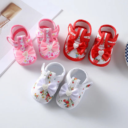 Newborn Baby Boy Girls Shoes Spring Autumn Lovely Floral Embroidery Anti-Slip Sneaker Crib Shoes Soft Cotton Cute First Walkers