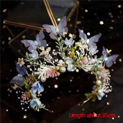 Creative Forest Garland Headdress Butterfly Floral Crown Wedding Head Princess Headband