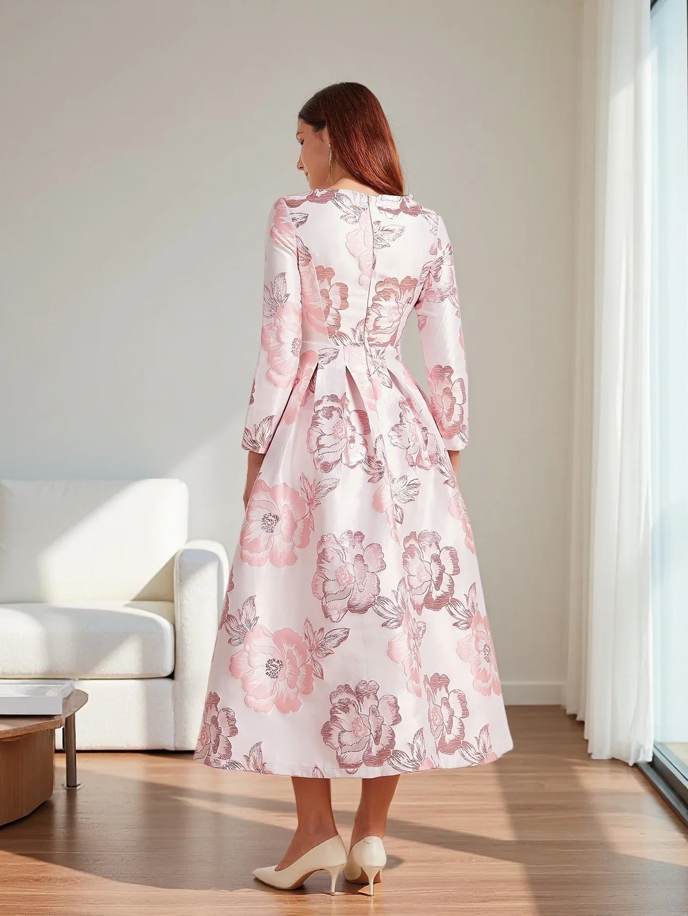 Autumn-Winter New Luxury Elegant Pink Party Banquet Evening Gown for Wedding Guest Dresses
