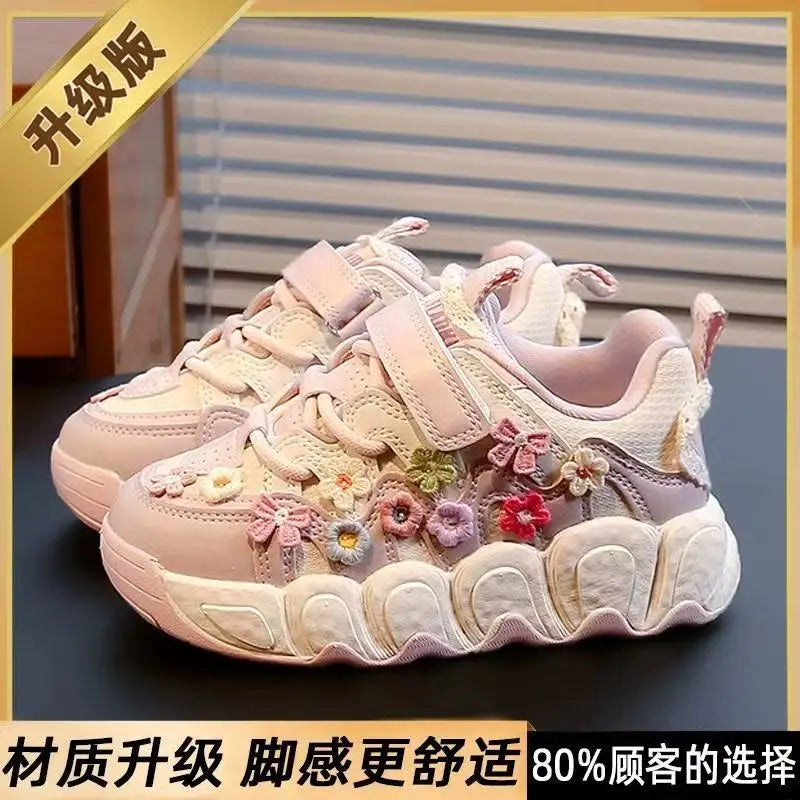 Kawaii Casual Shoe Fashion Childrens Shoes Girls Princess Sneakers Non-Slip New Autumn Running Shoes for Kids Girls Casual Wear