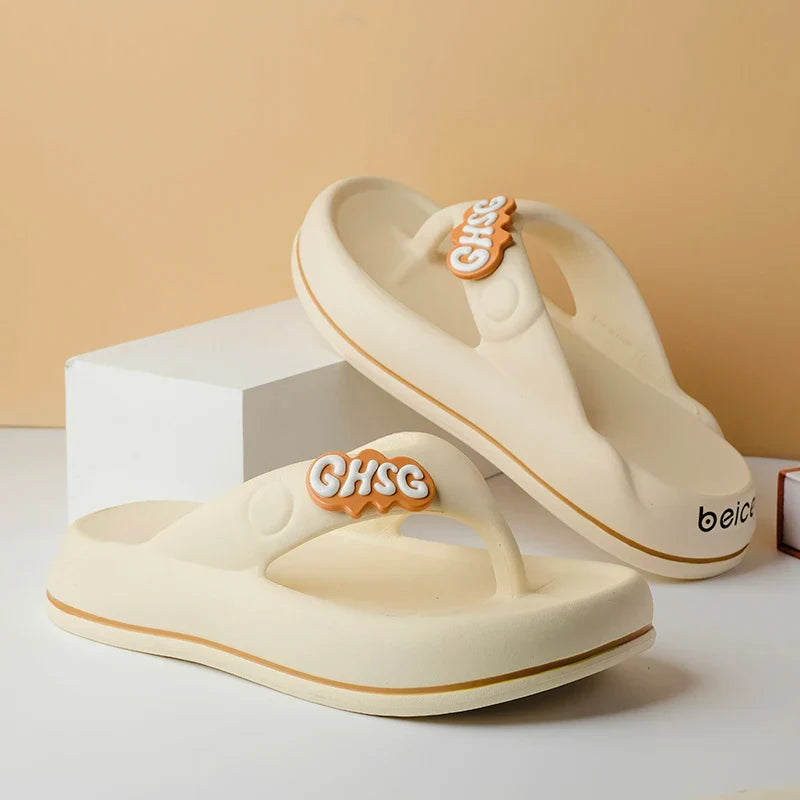 Solid Color Non-slip Leisure Couple Slippers Women Summer Beach Slippers Outdoor Women Flip Flops Breathable Beach sandals women