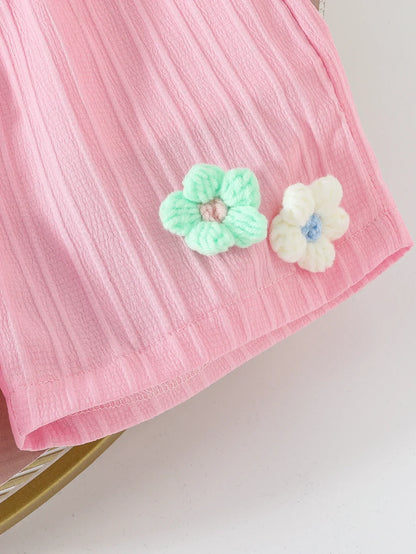 Children's Clothing Sets Small Flower Sleeveless Top + Bow Shorts 2pcs Sets Toddler Girl Clothes Kids Boutique Clothes