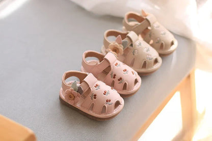 Baby Boys Girls Sandals Summer Baby Wedding Dress Flat Shoes Newborn Crib Shoes First Walkers Prewalkers Shoes