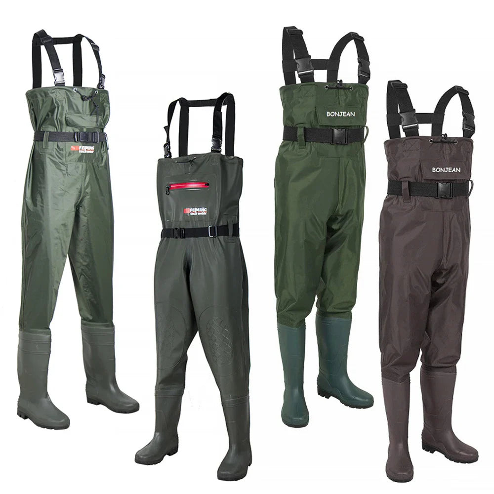 Fishing Wader Pants Overalls With Boots Set Adult Men Women Chest-Lenght Hunting Rice Transplanting Waterproof Trousers Suit