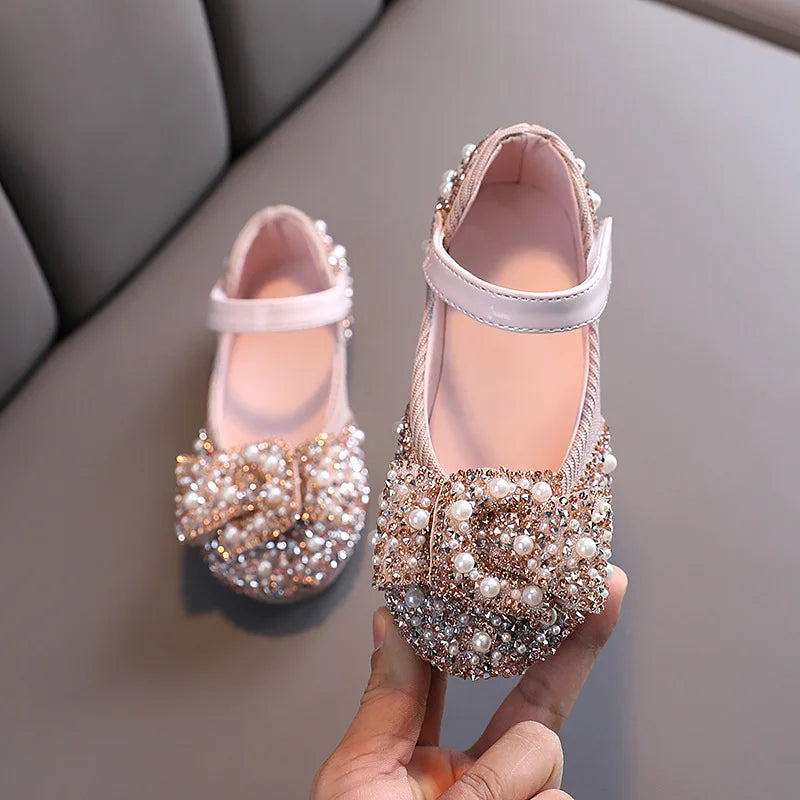 Kids Girls Sandals Fashion Sequins Rhinestone Bow Girls Princess Baby Girl Shoes Children Flat Sandals Size 21-36