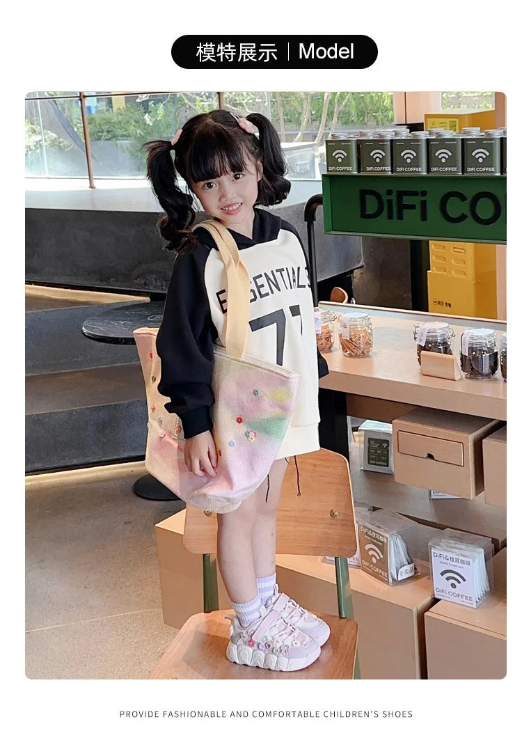 Kawaii Casual Shoe Fashion Childrens Shoes Girls Princess Sneakers Non-Slip New Autumn Running Shoes for Kids Girls Casual Wear