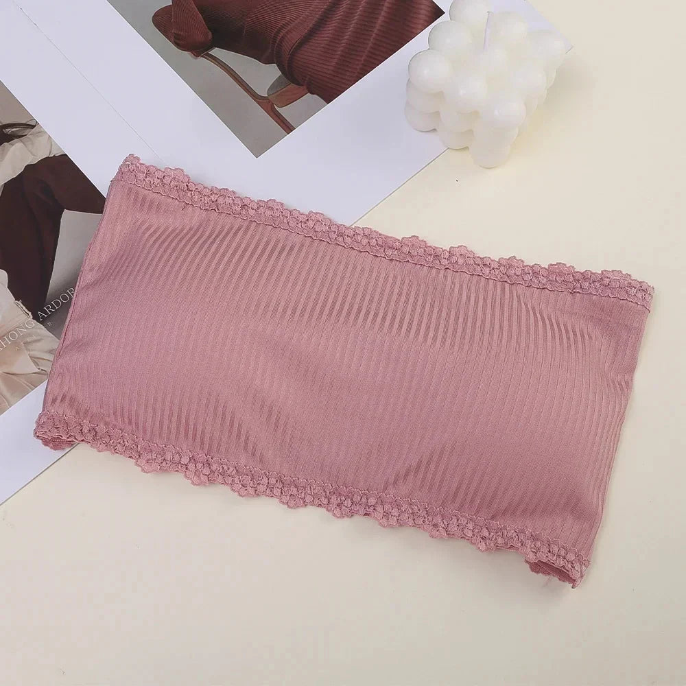 Summer Strapless Women Bras Back Lace Sexy Chest Tops Seamless Breathable Underwear Brassiere Solid Invisible Chest Wraps Bra