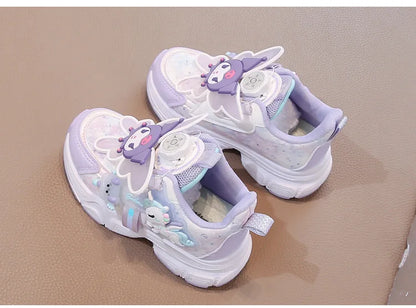 Girls Leather Hook-and-Loop Shoes - Non-Slip Thick Sole Chunky Sneakers Soft Bottom Fashion Casual Shoes for Kids