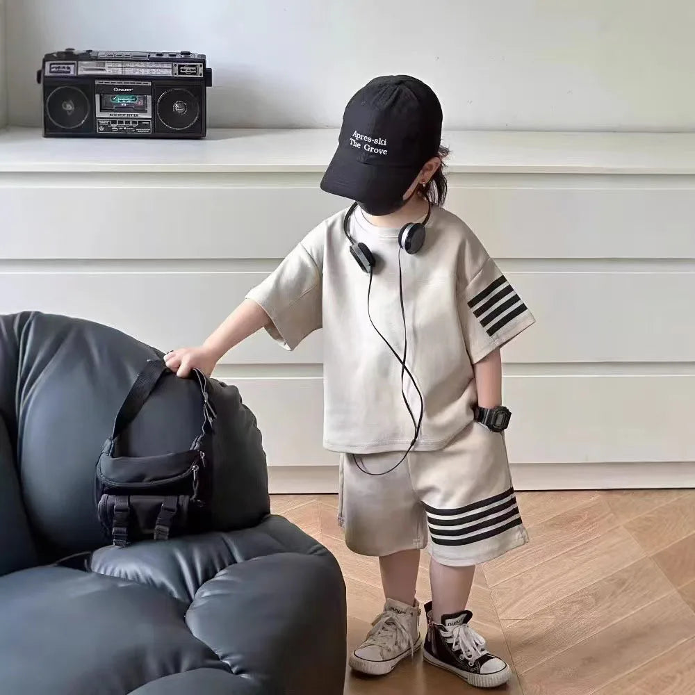 2pcs Baby Sports Suits Summer Clothes Boys Girls Casual Short Sleeve Shorts Two Piece/Set Children Solid Color Trendy Tracksuits