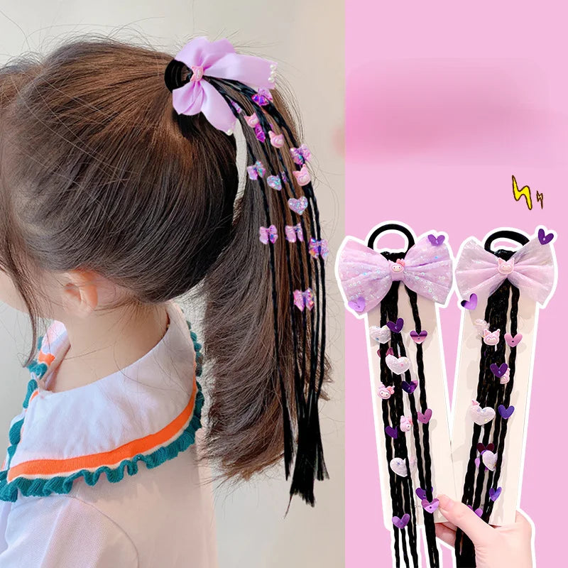 Children's baby cute braid hair tie high ponytail headband hair accessory kawaii gift new style