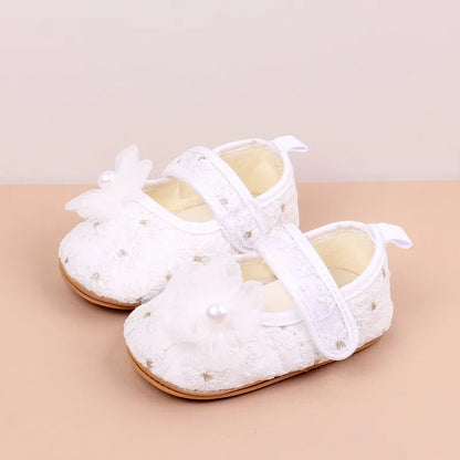 Baby Girls Princess First Walking Toddler Shoes With High Quality Embroidery Design And TPR Sole For 0-18M Baby