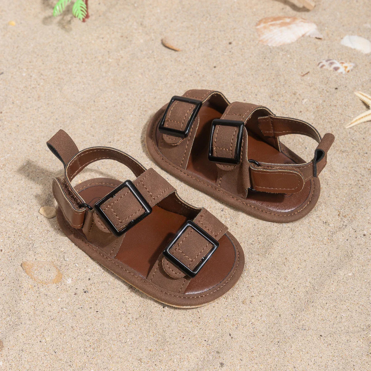 Casual Style Buckle Decoration Beach Baby Sandals Anti-slip Comfortable Soft-soled Baby First Walkers