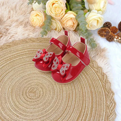 Spring and Autumn Bow Mary Jane Princess Shoes  Baby Girl Rubber Bottom Anti slip Sneaker