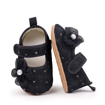 Baby Girls Princess First Walking Toddler Shoes With High Quality Embroidery Design And TPR Sole For 0-18M Baby