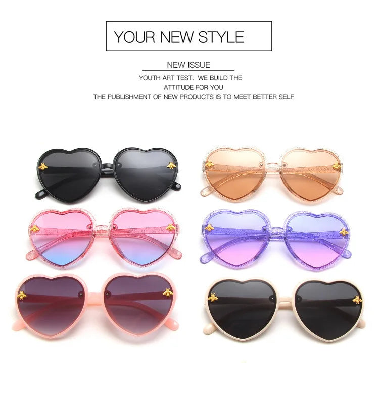 Children Sunglasses Heart-Shape Baby Gradient Sun Shade Cartoon Summer Girls Sunglasses Travel Beach Lovely Sunglasses