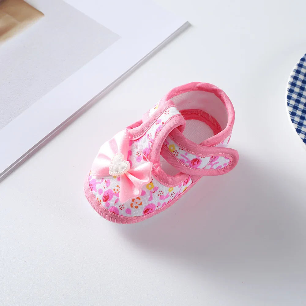 Newborn Baby Boy Girls Shoes Spring Autumn Lovely Floral Embroidery Anti-Slip Sneaker Crib Shoes Soft Cotton Cute First Walkers