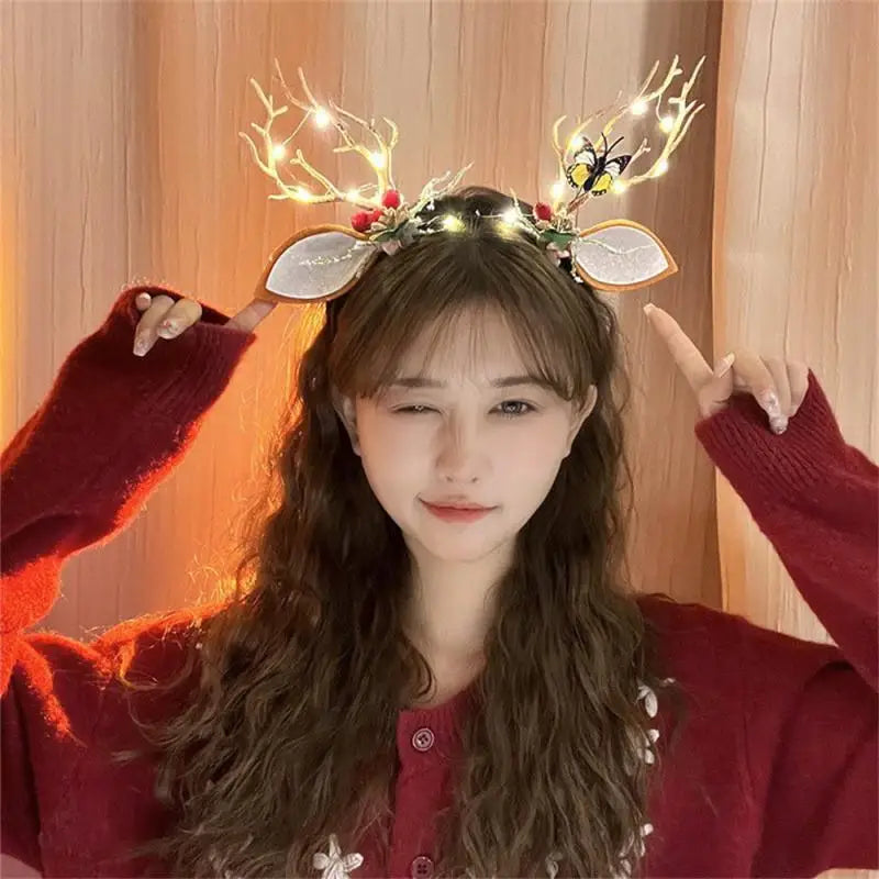 Christmas LED Light Antler Headband Cute  Christmas Party Atmosphere Decoration
