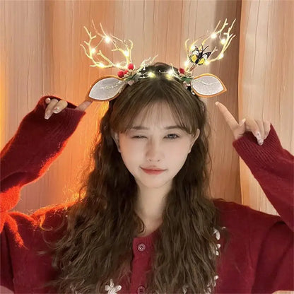Christmas LED Light Antler Headband Cute  Christmas Party Atmosphere Decoration