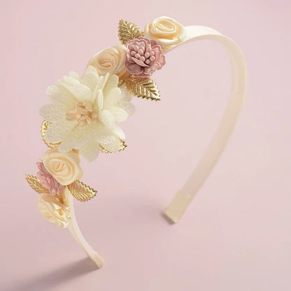 Advanced Handmade Flower Girls Headbands Cute Pearl Feather Wedding Crown Princess Dance Party Headwear Fashion Hoop Accessories