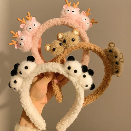 Plush Cute Panda Hair Band Female Autumn Winter Bear High Skull Headband