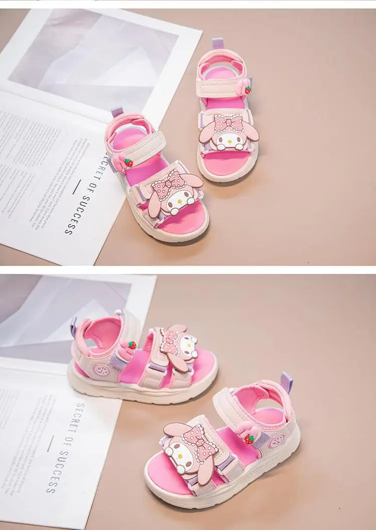 Kids Girls Sandal Sanrio Kawaii Anime Melody Children Shoes Girly Heart Summer Cute Cartoon Student Beach Shoes