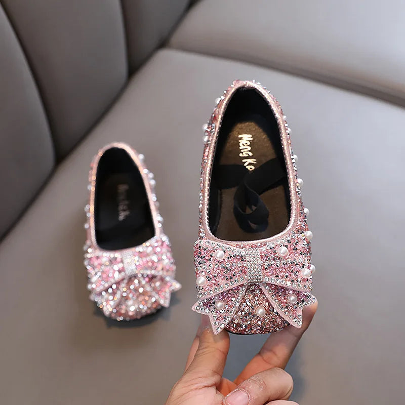 Kids Girls Sandals Fashion Sequins Rhinestone Bow Girls Princess Baby Girl Shoes Children Flat Sandals Size 21-36