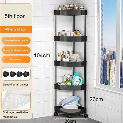 Tier Storage Shelf Rolling Cart Movable Bathroom Corner Triangle Shelfs Bathroom Corner Cabinet Shelf Rolling Storage Cart