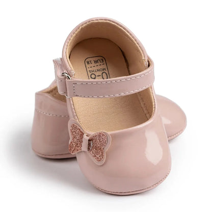 Meckior Baby Girl Shoes Newborn PU Leather Bowknot Dress Infants Shoes Rubber Non-Slip Toddler First Walker Baby Shoes Girls