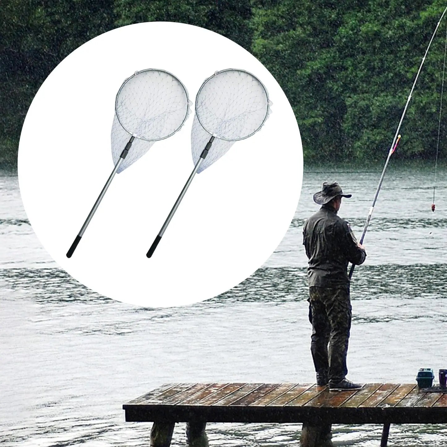 Fish Landing Net Long Handle Fish Releasing Net for Freshwater Men Women